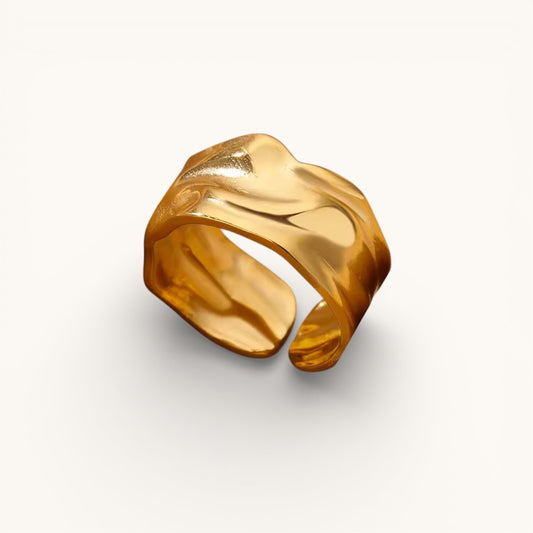 Anillo Ajustable Dorado Mujer Ancho De Forma Orgánica