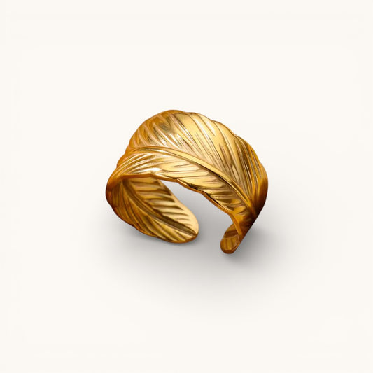 Anillo Ajustable Dorado Mujer Hoja Envolvente